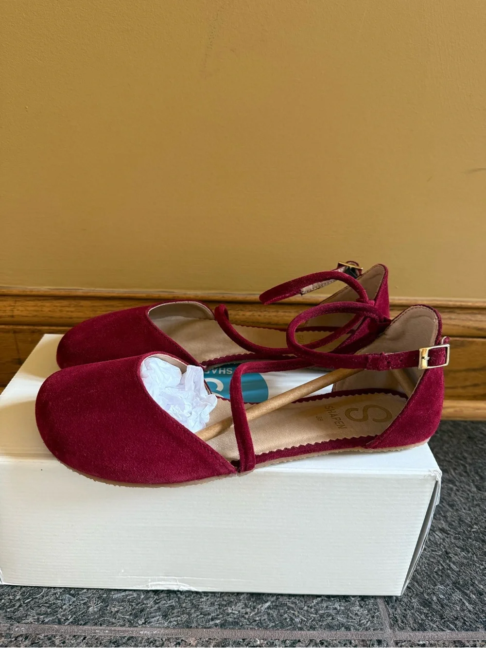 Shapen Orchid Flats Bordeaux Suede Flats Barefoot Shoes 38
